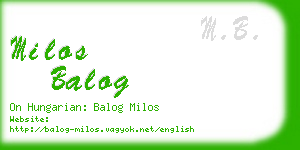 milos balog business card